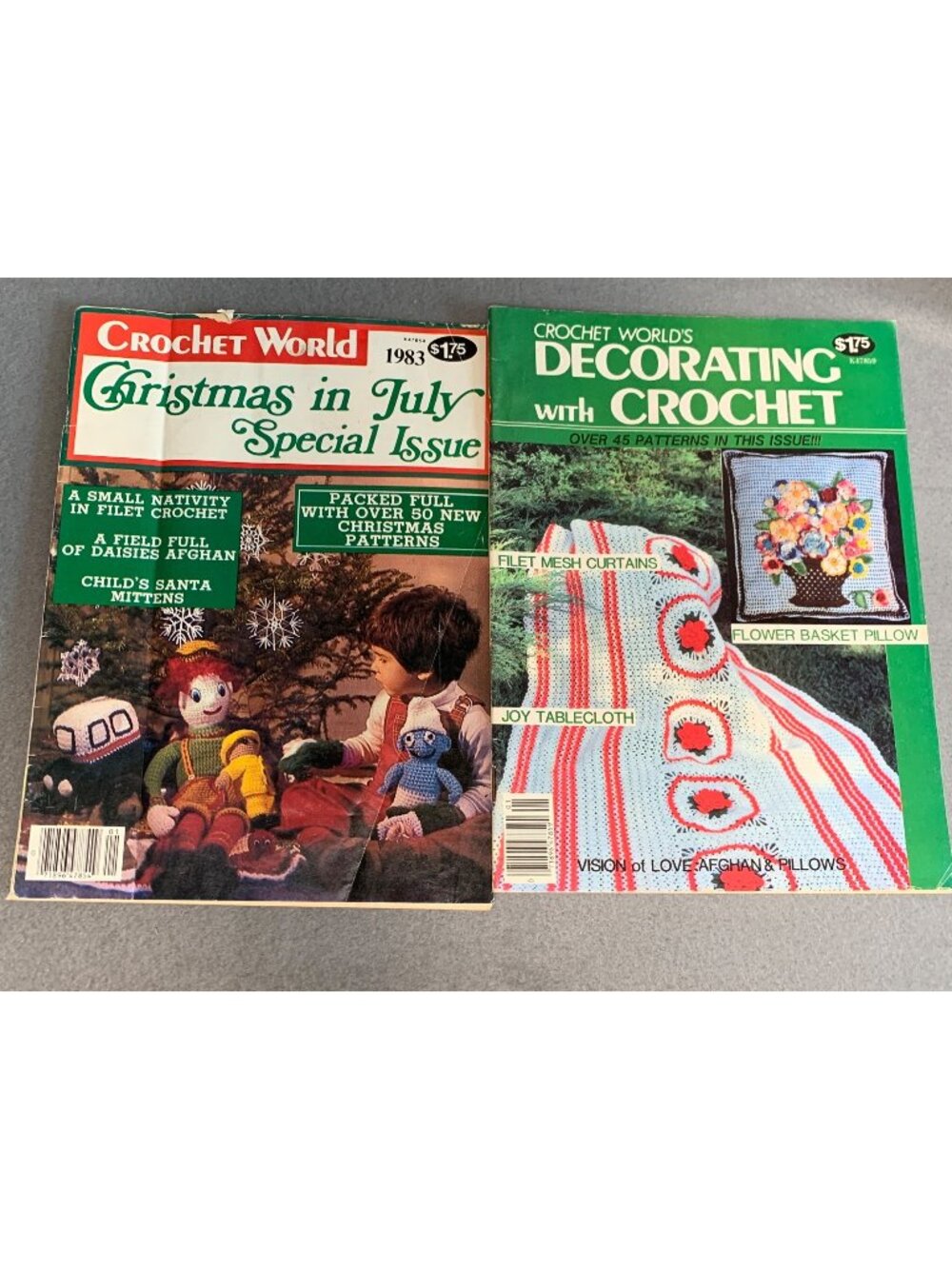 Crochet World Magazines Lot - Decorating Crochet & Christmas 80s Vintage